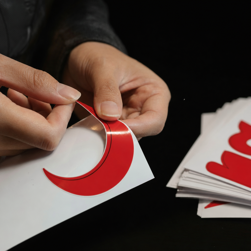 Stickers vinili të kuq të prerë me plotter