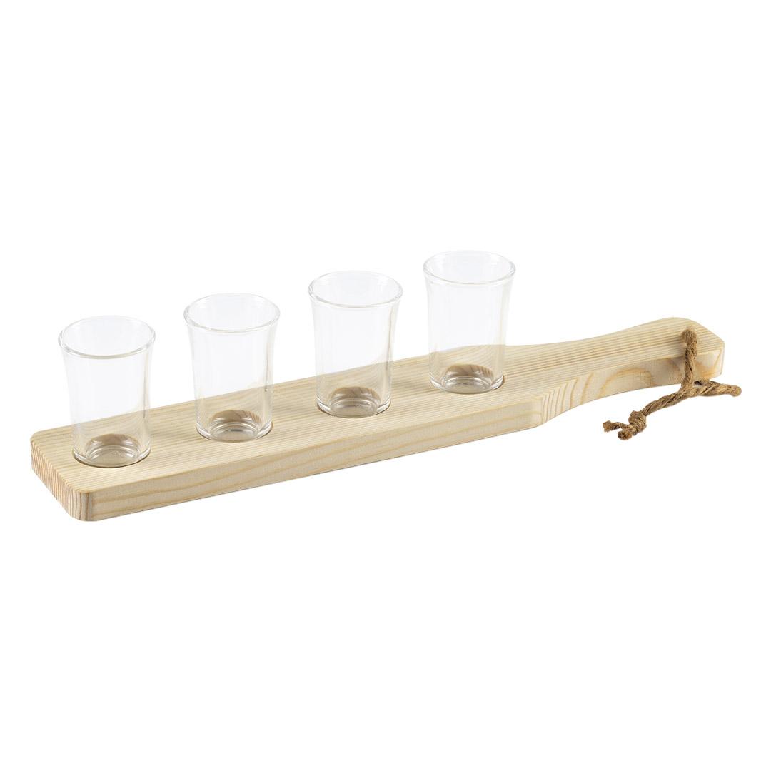 FIESTA, dërrasë druri dhe gota në një set, 5/1 bezhë